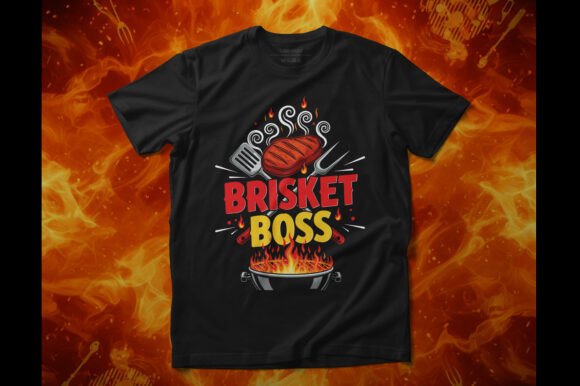 Brisket Boss BBQ T-shirt Design: Sizzling Graphic Assets