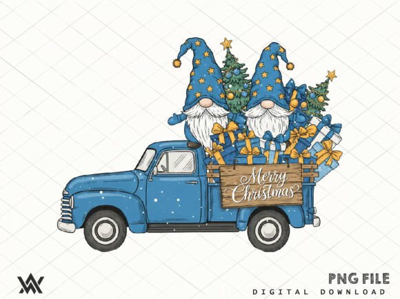 Christmas Gnome and Truck PNG: Festive Design Assets