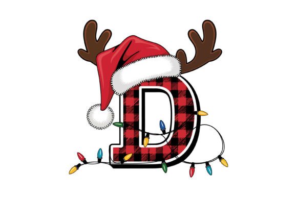 Christmas Plaid Letter D Design: Festive Branding Asset