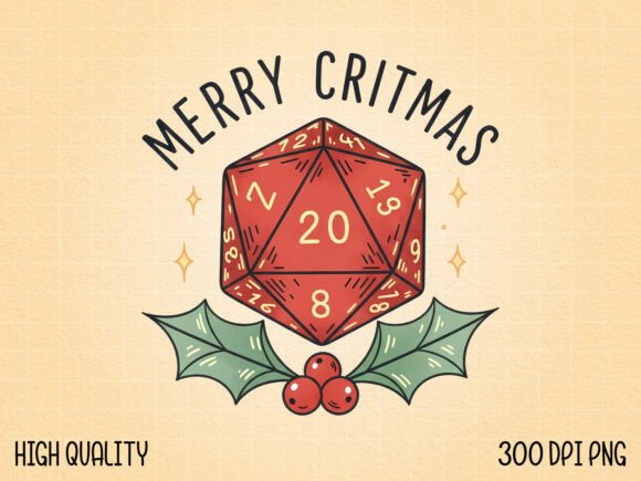 D20 Dice Christmas Design: Festive Graphics for Creative Projects