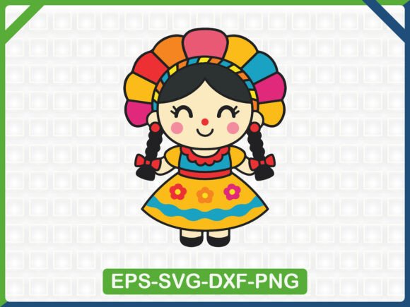Mexican Folk Doll Embroidery SVG Design: Vibrant Cultural Art for Modern Projects