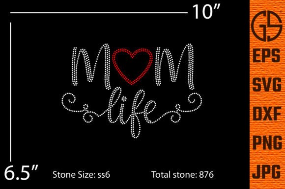 Mom Life Rhinestone Typography Design: A Creative Asset