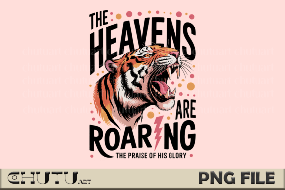 Roaring Heavens Tiger PNG: Bold Faith-Based Design
