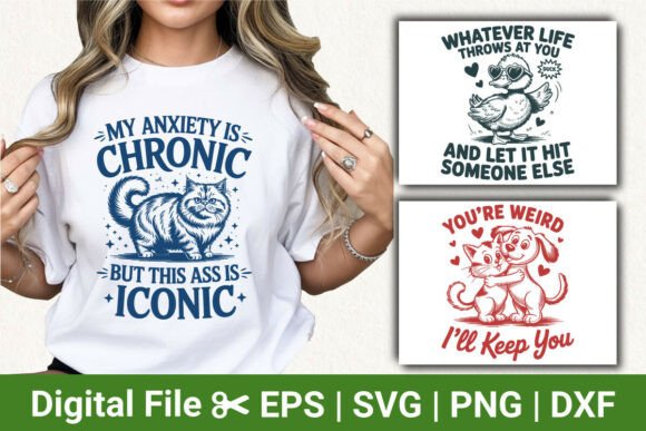 Sarcastic Cat Design & Duck Pun Clipart: Creative Assets