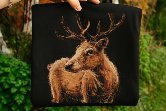 Sketch Style Antlers Deer PNG Art Design