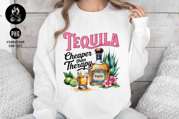 Tequila Cheaper Than Therapy PNG Design: Fun & Vibrant Graphics